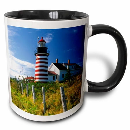 

3dRose Maine Lubec. West Quoddy Head Lighthouse - US20 BJA0007 - Jaynes Gallery Two Tone Black Mug 11oz