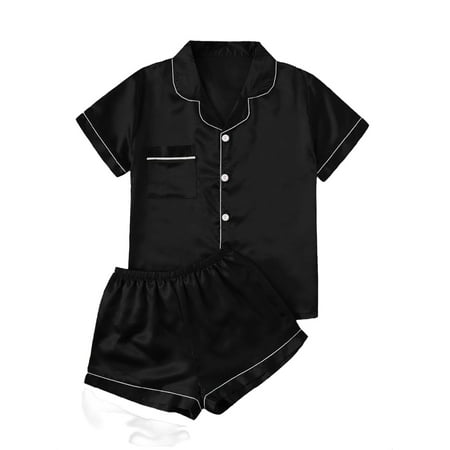 Womens Plus Pajamas Sets Short Sets Sleepwear PJ Set Black 1XL