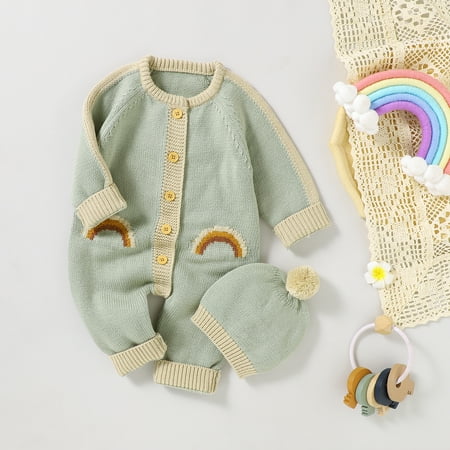 Baby Rompers Winter Warm Knit Newborn Boys Girls Rainbow Jumpsuits Hats Outfits Sets 0-18m Toddler Infant Kids Playsuits Clothes
Baby Rompers Winter Warm Knit Newborn Boys Girls Rainbow Jumpsuits Hats Outfits Sets 0-18m Toddler Infant Kids Playsuits Clothes