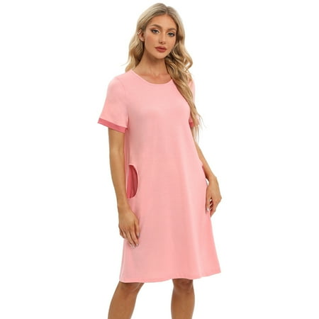 Women s Short Sleeve Nightdress - Nightdress with Pockets Soft Sleep Shirt Crew Neck Short Sleeve Loungewear Loose Comfortable Home Nightshirts S-XXL
Women s Short Sleeve Nightdress - Nightdress with Pockets Soft Sleep Shirt Crew Neck Short Sleeve Loungewear Loose Comfortable Home Nightshirts S-XXL
