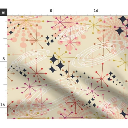 Mid Century Mod Cosmic Voyage Stars Planet Fabric Printed by Spoonflower BTY