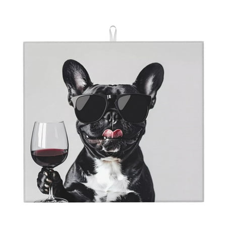 Dish Drying Mats for Kitchen Counter - Cool French Bulldog Wine 16x18In Anti-Slip Absorbent Microfiber Drying Mat for Kitchen Counter Mat Dish Rack Mat with Hanging Loop
Dish Drying Mats for Kitchen Counter - Cool French Bulldog Wine 16x18In Anti-Slip Absorbent Microfiber Drying Mat for Kitchen Counter Mat Dish Rack Mat with Hanging Loop