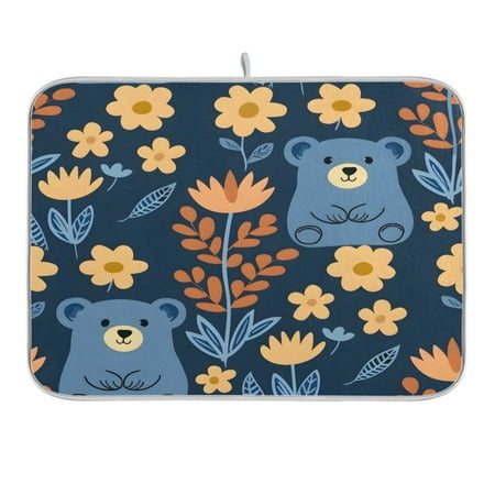 Dish Drying Mat Kitchen Counter Cartoon Bear and Flower Dishes Drainer Pad Absorbent Microfiber Reversible 16 x18
Dish Drying Mat Kitchen Counter Cartoon Bear and Flower Dishes Drainer Pad Absorbent Microfiber Reversible 16 x18