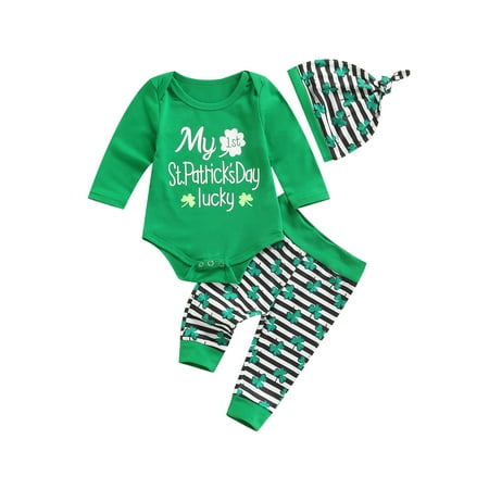 St. Patricks Day Newborn Baby Romper Pants Outfits Long Sleeve Playsuit + Stripe Clover Pants+Hat
St. Patricks Day Newborn Baby Romper Pants Outfits Long Sleeve Playsuit + Stripe Clover Pants+Hat
