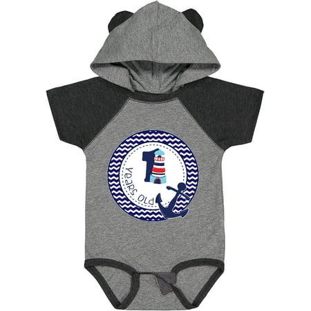 Inktastic 1 Years Old Nautical Anchor Boy Birthday Gift Baby Boy Bodysuit