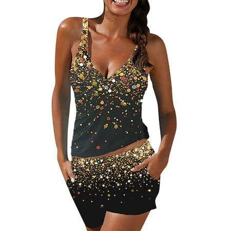 TANGNADE Women s Swimwear Tankini 2 Piece Normal Swimsuit High Waisted Color Block Golden Black Padded V Wire Bathing Suits Sports Vacation / Strap / New / Padded Bras / Strap
TANGNADE Women s Swimwear Tankini 2 Piece Normal Swimsuit High Waisted Color Block Golden Black Padded V Wire Bathing Suits Sports Vacation / Strap / New / Padded Bras / Strap