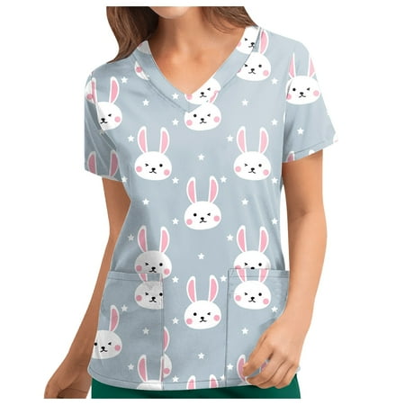 TKing Fashion Independence Day Women Plus Size Scrubs Top V-Neck Short Sleeve Printed Pockets Work Blouse for Women Light Blue M
TKing Fashion Independence Day Women Plus Size Scrubs Top V-Neck Short Sleeve Printed Pockets Work Blouse for Women Light Blue M