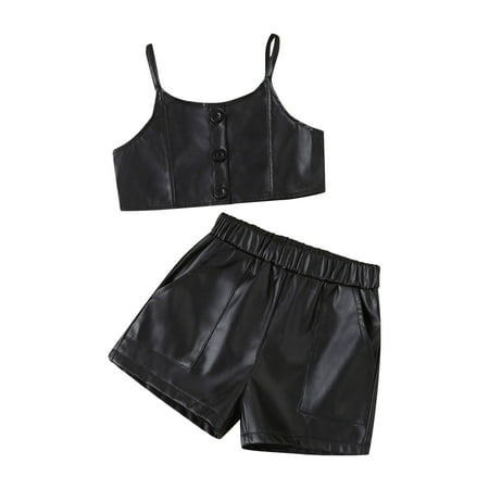 HIBRO Toddler Baby Girl Outfit Solid Color Sleeveless PU Leather Shorts Clothes Set Cute Baby Girl Gift Summer Outfits Girls
HIBRO Toddler Baby Girl Outfit Solid Color Sleeveless PU Leather Shorts Clothes Set Cute Baby Girl Gift Summer Outfits Girls