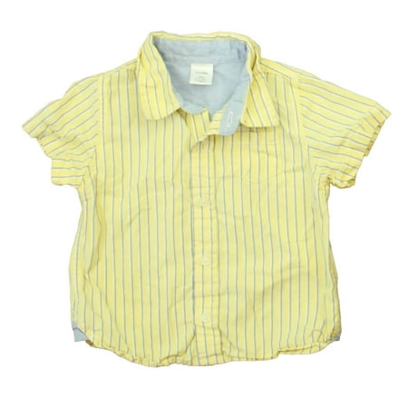 Pre-owned Gap Boys Yellow | Blue Stripe Button Down Short Sleeve size: 6-12 Months