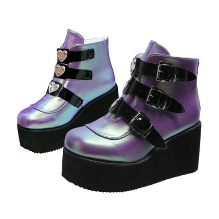 Rosarivae 1 Pair Lady s Thick Heel Boots Stylish Round-toe Boots Lady All Seasons Footwear