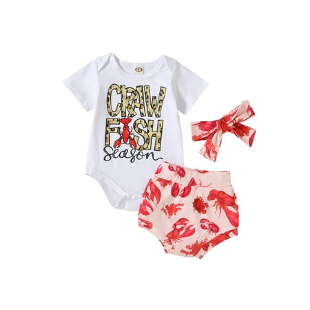 Qtinghua Toddler Baby Girl Summer Clothes Letter Print Short Sleeve Romper Tops Crawfish Shorts Headband Outfits White A 18-24 Months
Qtinghua Toddler Baby Girl Summer Clothes Letter Print Short Sleeve Romper Tops Crawfish Shorts Headband Outfits White A 18-24 Months