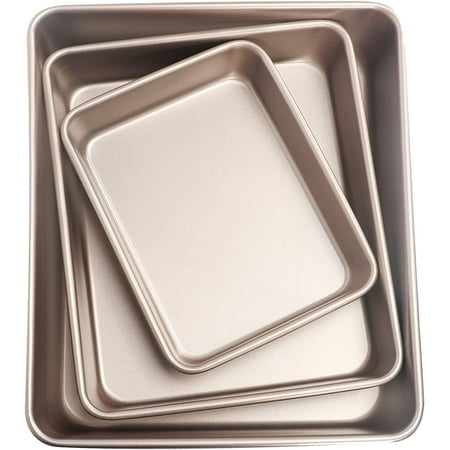 Baking Cookie Sheet Baking Pan Set Professional Baking Sheet for oven Nonstick Large Baking Trays 3 Piece 8.6x6.6in 11x9in 12.8x10.6in Gold
Baking Cookie Sheet Baking Pan Set Professional Baking Sheet for oven Nonstick Large Baking Trays 3 Piece 8.6x6.6in 11x9in 12.8x10.6in Gold