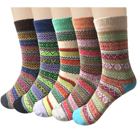 LEZMORE 5 Pairs Womens Wool Socks Thick Knit Vintage Winter Warm Cozy Crew Socks Gifts
LEZMORE 5 Pairs Womens Wool Socks Thick Knit Vintage Winter Warm Cozy Crew Socks Gifts