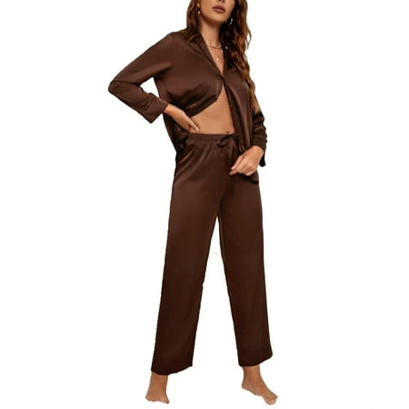 2pcs Set Elegant Shawl Collar PJ Pant Sets Long Sleeve Coffee Brown Women s Pajama Sets (Women s)
2pcs Set Elegant Shawl Collar PJ Pant Sets Long Sleeve Coffee Brown Women s Pajama Sets (Women s)