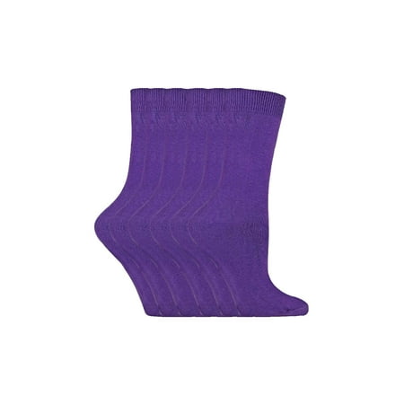 Sock Snob - 6 Pairs of Ladies Plain Coloured Cotton Rich Ankle Socks