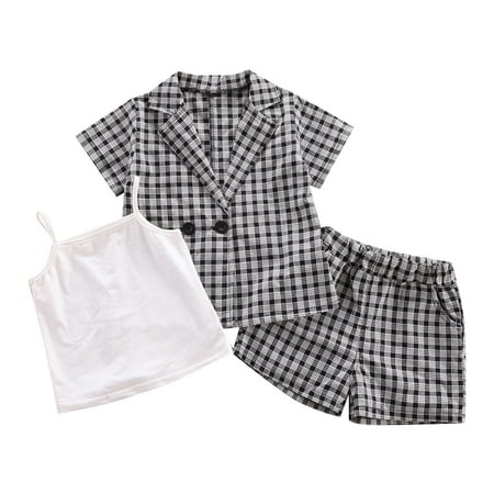 Infant Newborn Outfits 3 Piece Set With Cardigan Plaid Short Sleeved Plaid Shorts Vest Cute Newborn Clothes Size 80 Grey
Infant Newborn Outfits 3 Piece Set With Cardigan Plaid Short Sleeved Plaid Shorts Vest Cute Newborn Clothes Size 80 Grey