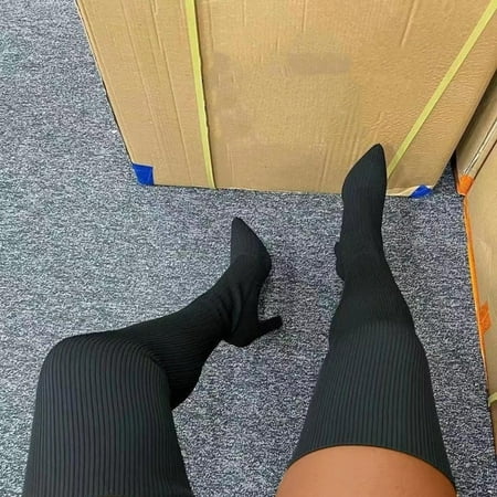 ERTUTUYI Women High Heel Boots Autumn And Winter Fashion Comfortable Pointed Toe Thick Heel Stretch Knit Solid Color Black 40
ERTUTUYI Women High Heel Boots Autumn And Winter Fashion Comfortable Pointed Toe Thick Heel Stretch Knit Solid Color Black 40