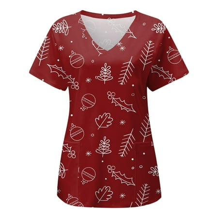 Scrub Tops for Women Christmas Short Sleeve Shirts Relaxed-Fit V-Neck Classic Graphic Tees Printed Shirt Blouses Workwear
Scrub Tops for Women Christmas Short Sleeve Shirts Relaxed-Fit V-Neck Classic Graphic Tees Printed Shirt Blouses Workwear