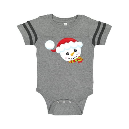 Inktastic Snowman With Santa Hat Carrot Nose Scarf Gift Baby Boy or Baby Girl Bodysuit