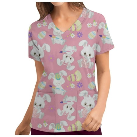 Scrub Tops For Womens Bunny Graphic Workwear Short Sleeve Trendy V Neck Working Uniform Nurses Tops
Scrub Tops For Womens Bunny Graphic Workwear Short Sleeve Trendy V Neck Working Uniform Nurses Tops