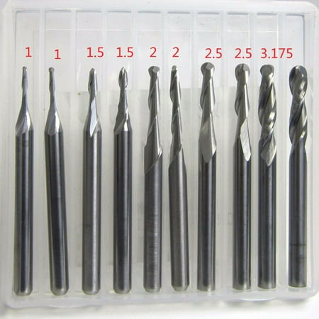 3.175mm Shank Carbide Ball Nose End Mill CNC Engraving Router bit Set 1-3.175mm