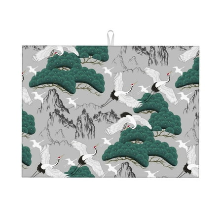Large Dish Drying Mats for Kitchen Counter - Tree Cranes Mountains 18x24In Anti-Slip Absorbent Microfiber Drying Mat for Kitchen Counter Mat Dish Rack Mat with Hanging Loop
Large Dish Drying Mats for Kitchen Counter - Tree Cranes Mountains 18x24In Anti-Slip Absorbent Microfiber Drying Mat for Kitchen Counter Mat Dish Rack Mat with Hanging Loop