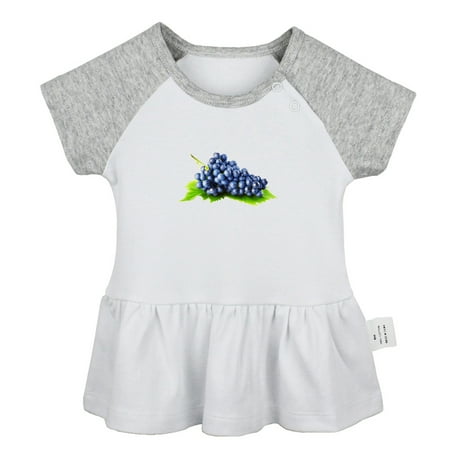 Fruit Grape Pattern Dresses For Baby Newborn Babies Skirts Infant Princess Dress 0-24M Kids Graphic Clothes (Gray Raglan Dresses 12-18 Months)