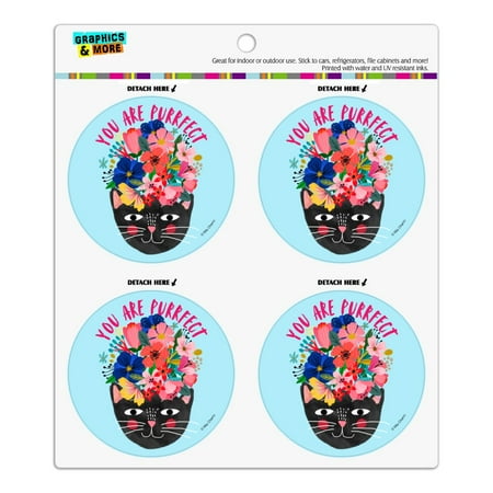 You are Purrrfect Perfect Cat Refrigerator Fridge Locker Vinyl Circle Magnet Set
