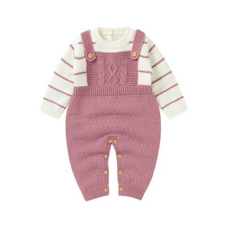 Newborn Baby Boys Girls Knit Jumpsuit Striped Print Long Sleeve Bodysuit Sweater Infant Patchwork One Piece Romper
Newborn Baby Boys Girls Knit Jumpsuit Striped Print Long Sleeve Bodysuit Sweater Infant Patchwork One Piece Romper