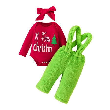 Thhvdrg Toddler Kids Baby Girls Christmas Outfits Christmas Tree Letters Print Long Sleeve Tops + Green Bib Pants + Headband Fall Winter Spring Clothes Set
Thhvdrg Toddler Kids Baby Girls Christmas Outfits Christmas Tree Letters Print Long Sleeve Tops + Green Bib Pants + Headband Fall Winter Spring Clothes Set