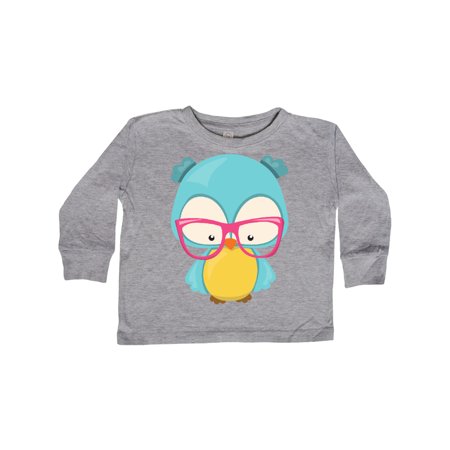 Inktastic Hipster Owl Owl With Glasses Blue Owl Gift Toddler Boy or Toddler Girl Long Sleeve T-Shirt