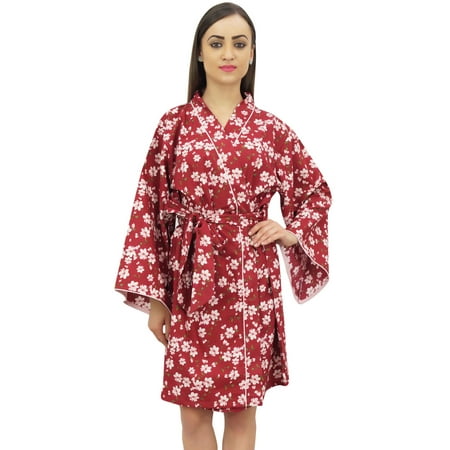 Bimba Women Cotton Poplin Floral Printed Kimono Robe Bridesmaid Cover Up - 18