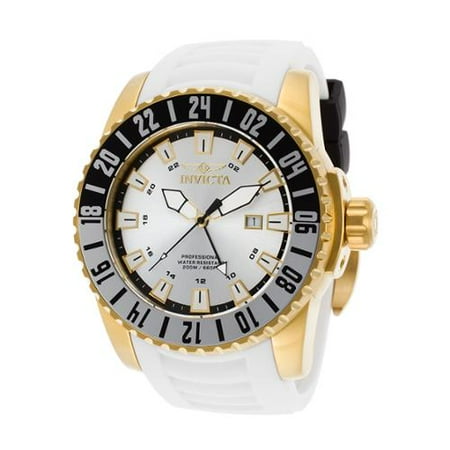 Invicta Men's Pro Diver Gmt White Polyurethane Silver-Tone Dial Movement: Quartz