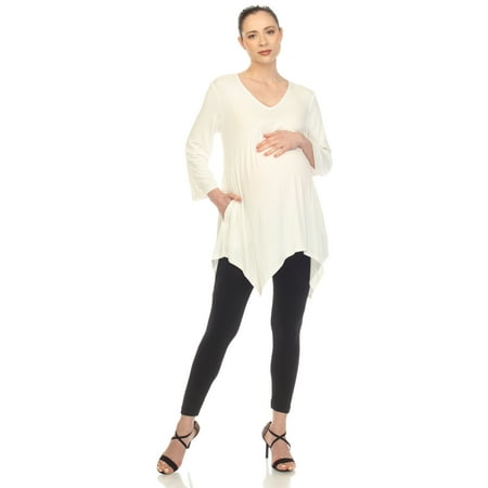 White Mark Women s Maternity Empire Waist V-Neck Tunic Top