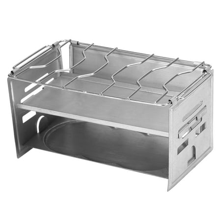 Potable Folding Stainless Steel Backpacking Outdoor Wood Camp Picnic BBQ Grill