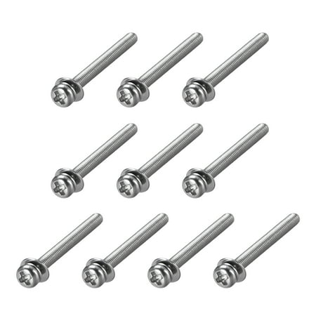 M3x35mm 304 Stainless Steel Phillips Pan Head Machine Screws Bolts Combine with Spring Washer and Plain Washers 10pcs
M3x35mm 304 Stainless Steel Phillips Pan Head Machine Screws Bolts Combine with Spring Washer and Plain Washers 10pcs