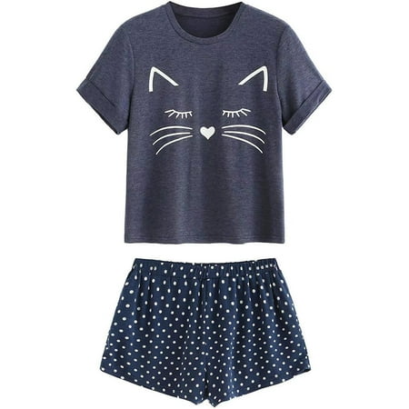 AOOOWER Women Girls Summer Short Sleeves Pajamas Set Cute Meow Cat Loose T-Shirt Tops Po
AOOOWER Women Girls Summer Short Sleeves Pajamas Set Cute Meow Cat Loose T-Shirt Tops Po