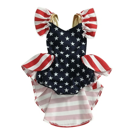 Vakind Baby Girls Princess Romper Dress Star Stripe Sweet Romper 4th of July Outfit
Vakind Baby Girls Princess Romper Dress Star Stripe Sweet Romper 4th of July Outfit