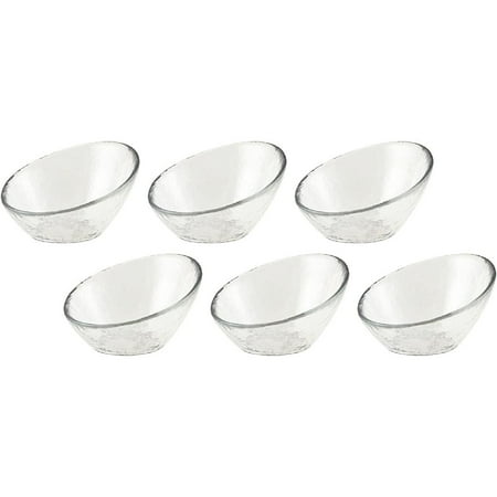 Hammered Glass 3.75 Angled Bowl Set of 6 Clear Glass