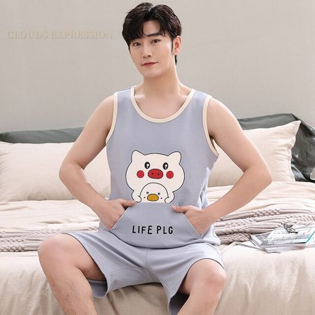 QWZNDZGR Summer Knitted Cotton Cartoon Duck Mens Pajama Sets Men s Sleep&Lounge Sleeveless Shorts Pants Couple Pajamas Fashion Homewear
QWZNDZGR Summer Knitted Cotton Cartoon Duck Mens Pajama Sets Men s Sleep&Lounge Sleeveless Shorts Pants Couple Pajamas Fashion Homewear