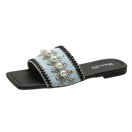 Ladies Fashion Summer Bohemian Style Cloth Face Pearl Decoration Square Head Flat Bottom Slippers
Ladies Fashion Summer Bohemian Style Cloth Face Pearl Decoration Square Head Flat Bottom Slippers