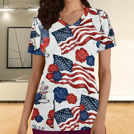 Funicet Savings Clearance 2023! Womens Scrubs Tops Plus Size Short-Sleeve Nursing Uniform V Neck Working Uniform w/Pockets Independence Day Shirts
Funicet Savings Clearance 2023! Womens Scrubs Tops Plus Size Short-Sleeve Nursing Uniform V Neck Working Uniform w/Pockets Independence Day Shirts