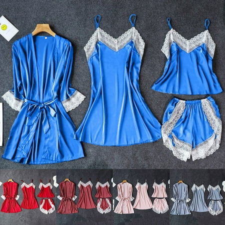 Rong Yun Satin Silk Pajamas Cardigan Nightdress Bathrobe Ladies Robes Underwear Sleepwear 
Rong Yun Satin Silk Pajamas Cardigan Nightdress Bathrobe Ladies Robes Underwear Sleepwear