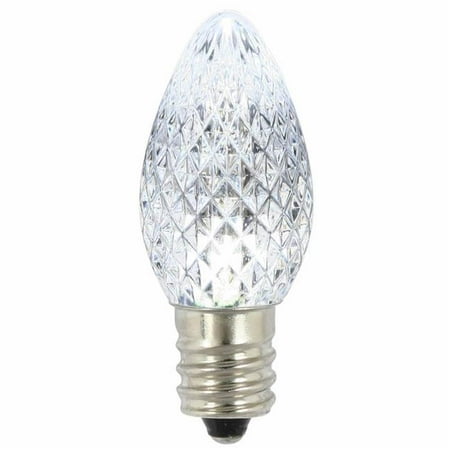 C7 Faceted LED Pure White Bulb .38W 25ea