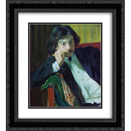 Boris Kustodiev 2x Matted 20x22 Black Ornate Framed Art Print 'Portrait of Y.I. Lavrin'