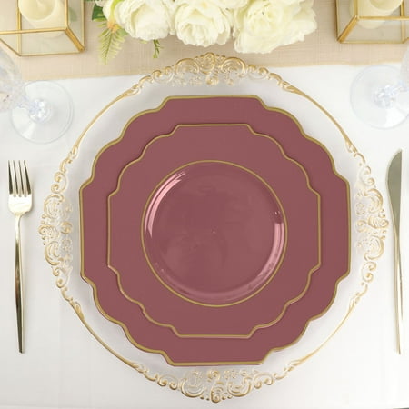 10 Pack | 8 Cinnamon Rose Hard Plastic Baroque Dessert Plates with Gold Rim Heavy Duty Disposable Salad Appetizer Plates
10 Pack | 8 Cinnamon Rose Hard Plastic Baroque Dessert Plates with Gold Rim Heavy Duty Disposable Salad Appetizer Plates