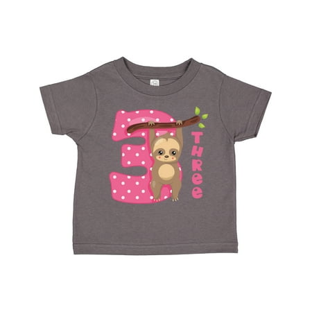 Inktastic Pink Sloth 3rd Birthday Gift Toddler Toddler Girl T-Shirt