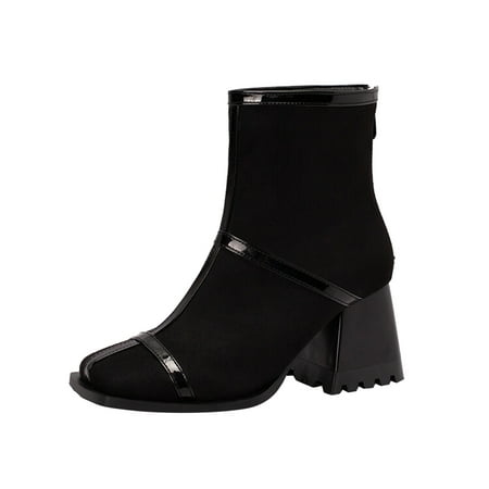 dmqupv Women s Boots with Heel Ladies Fashion Solid Color Flock Back Zipper Square Toe Womens Cowboy Boots with Heel Black 7.5
dmqupv Women s Boots with Heel Ladies Fashion Solid Color Flock Back Zipper Square Toe Womens Cowboy Boots with Heel Black 7.5