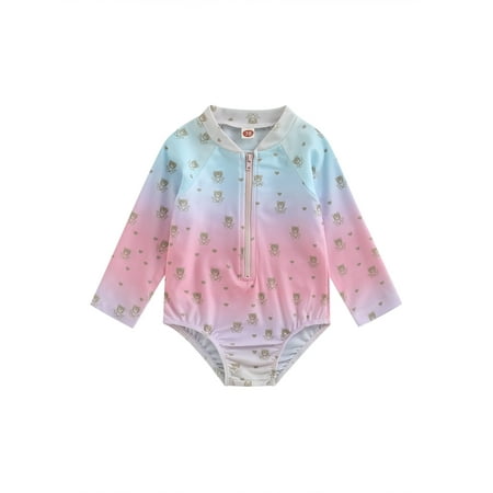 Qtinghua Summer Toddler Baby Girl Long Sleeve One Piece Swimsuit Zipper Gradient Color Sun Protection Swimsuit Blue Pink 12-18 Months
Qtinghua Summer Toddler Baby Girl Long Sleeve One Piece Swimsuit Zipper Gradient Color Sun Protection Swimsuit Blue Pink 12-18 Months