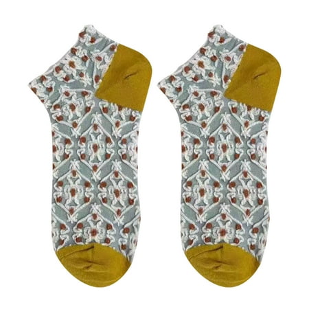 Qazqa Womens Retro Forest Stereoscopic Socks Socks Versatile Boat Socks Womens Short Socks